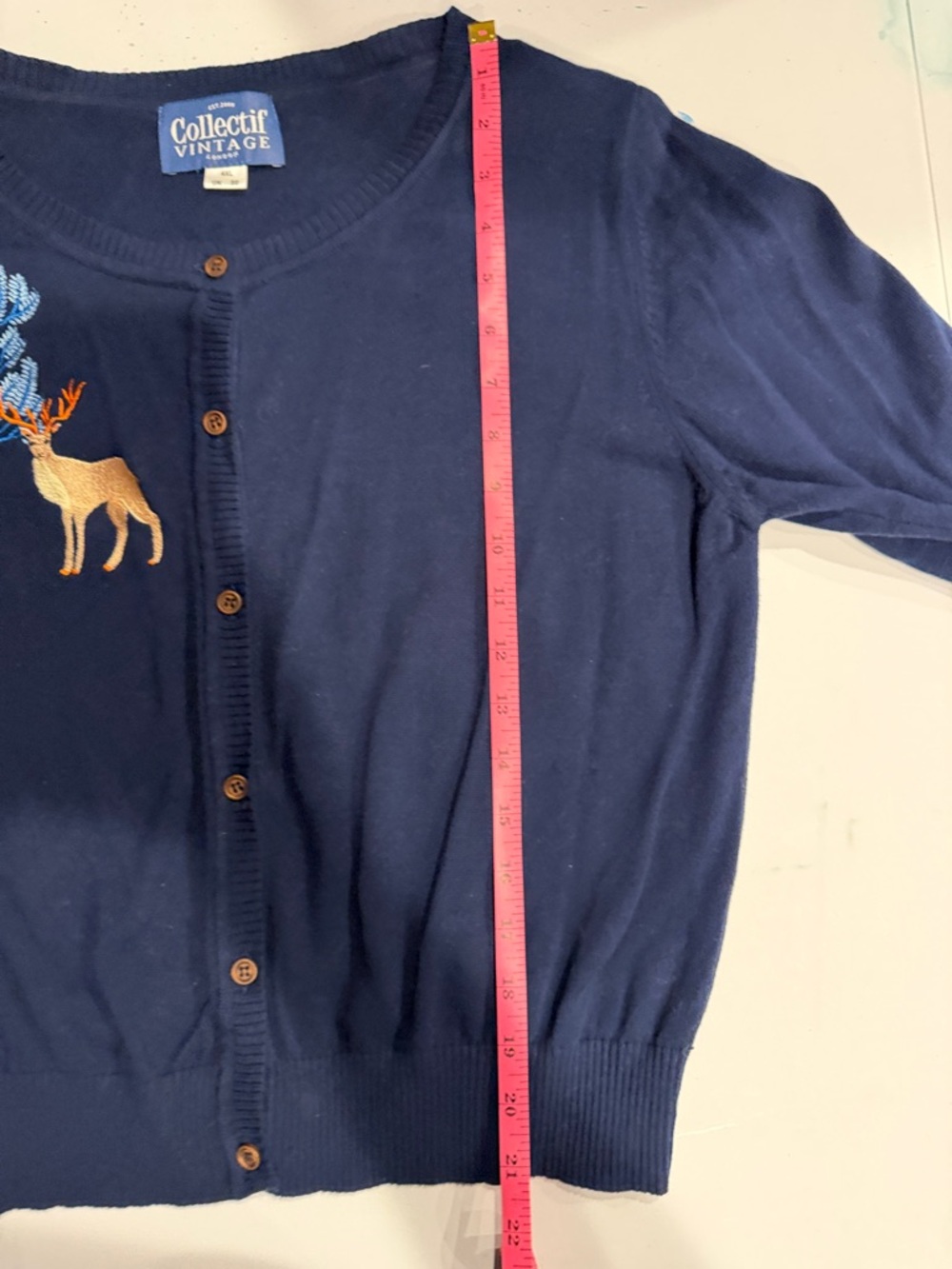 Collectif Vintage London Navy Embroidered Animal Cardigan - Picture 6 of 7
